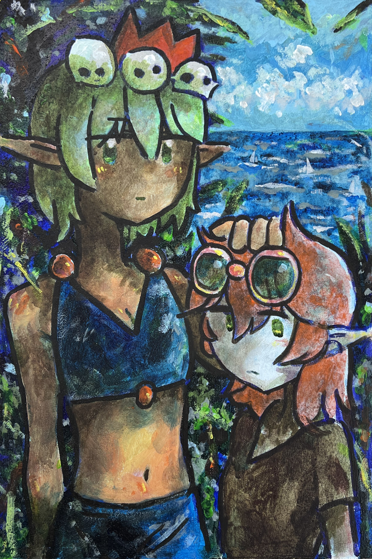 遊泳禁止区域 - パネルに紙のコラージュ、アクリル絵の具 by 相沢 僚一 | aL【アエル】