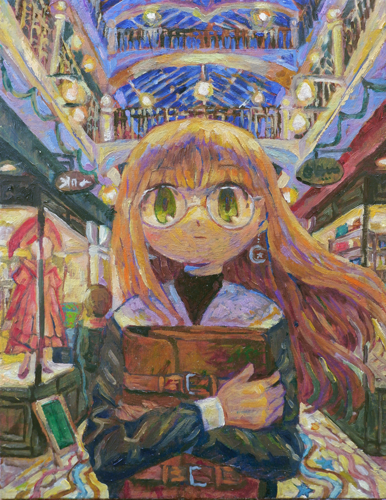 放課後のアーケード - キャンバスに油彩 by 濱田 むぎ | aL【アエル】