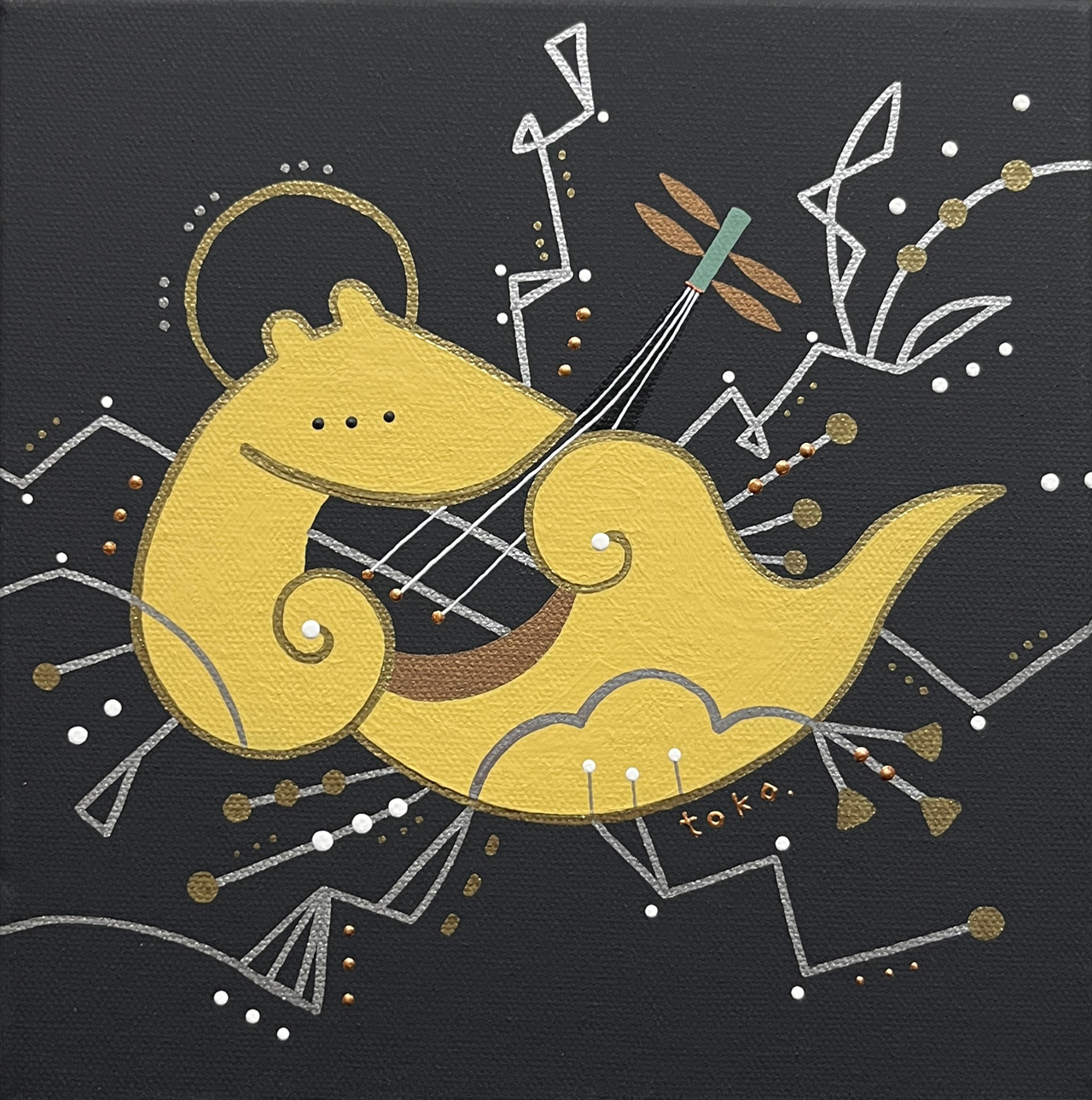 雲中供養菩薩 – biwa – - キャンバス・アクリル絵具、顔料 by あおきさとこ | aL【アエル】