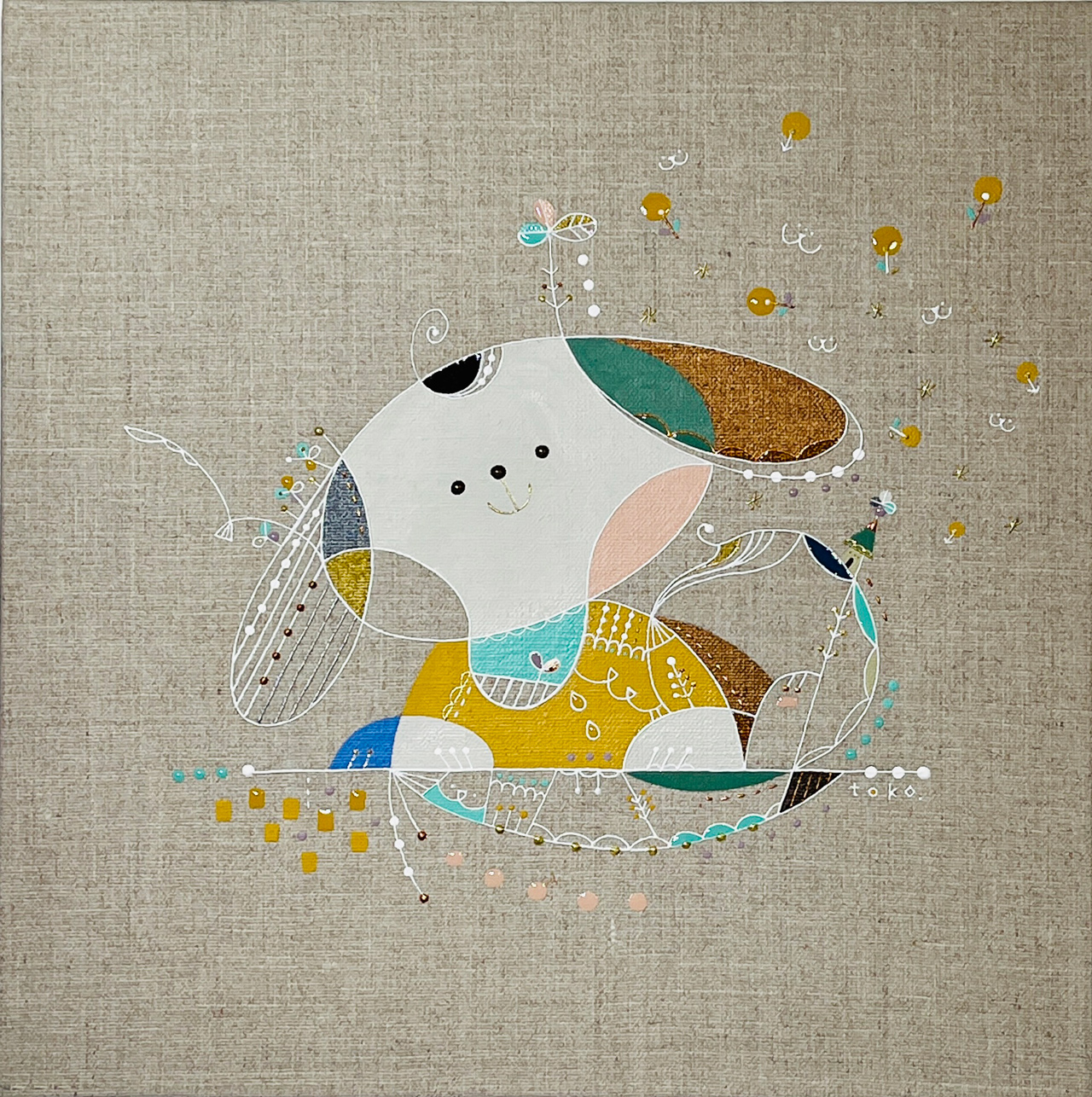 わらってくれるヒト - キャンバス・アクリル絵具、顔料、樹脂 by あおきさとこ | aL【アエル】