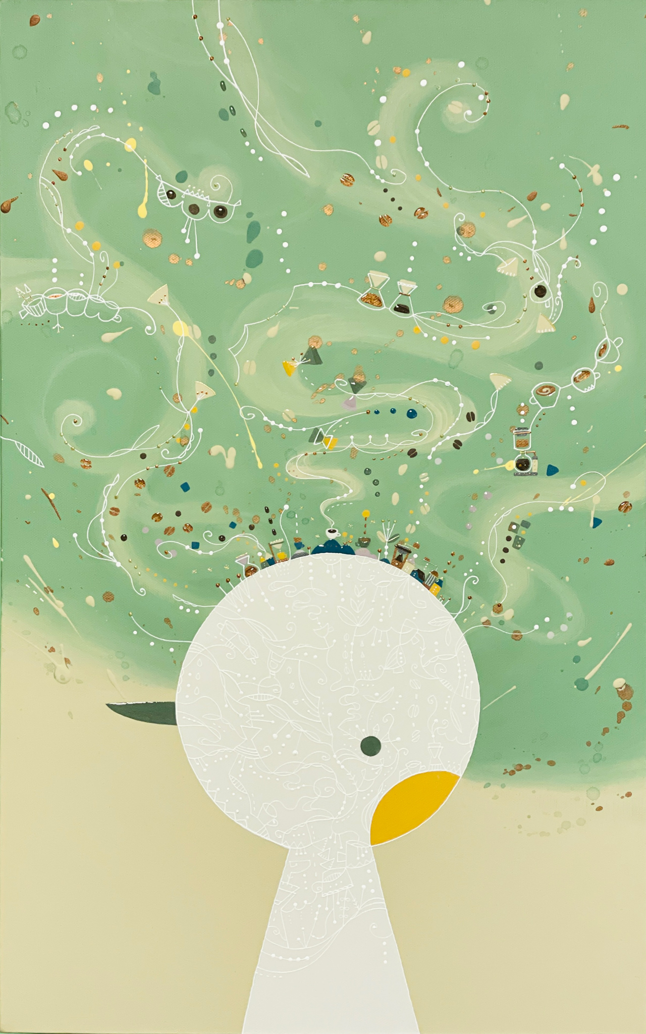 peace tips – coffee enthusiast – - キャンバス・アクリル絵具、顔料、樹脂 by あおきさとこ | aL【アエル】