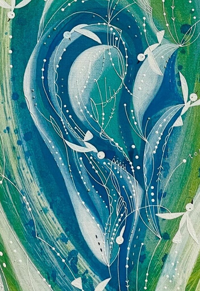 風の子の居るトコロ - キャンバス・岩絵具、アクリル絵具、顔料 by あおきさとこ | aL【アエル】