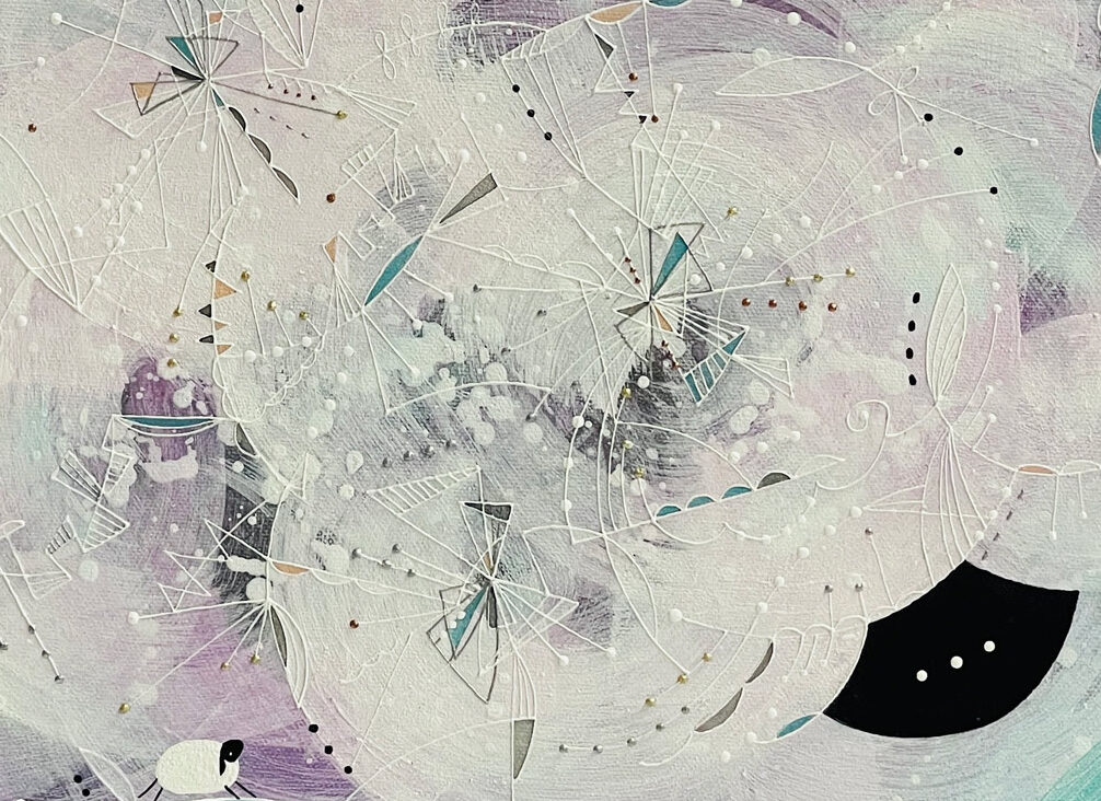 もくもくの子の居るトコロ - キャンバス・岩絵具、アクリル絵具、顔料 by あおきさとこ | aL【アエル】