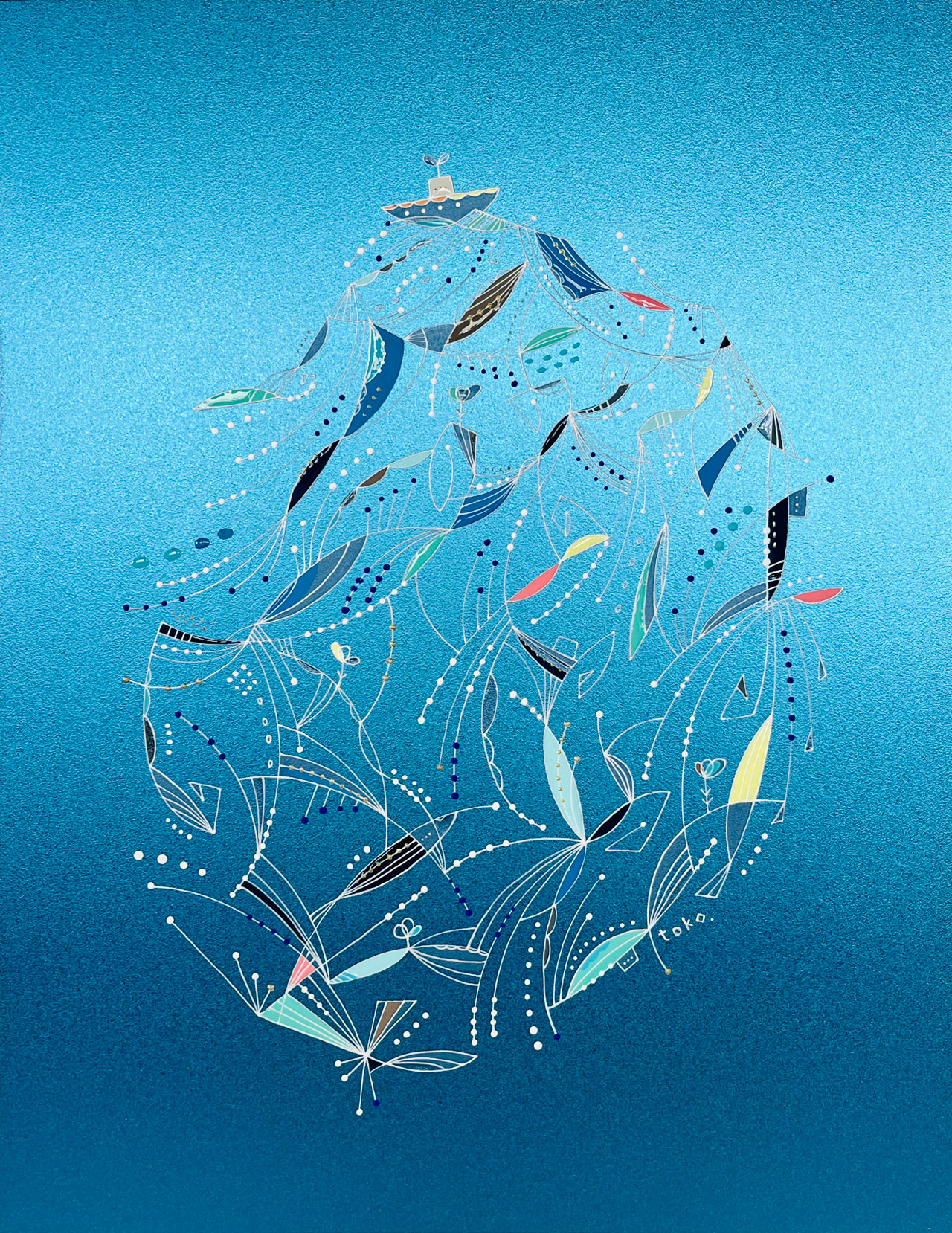 涙の行方 – fune – - チタン、木製パネル・アクリル絵具、顔料、樹脂 by あおきさとこ | aL【アエル】