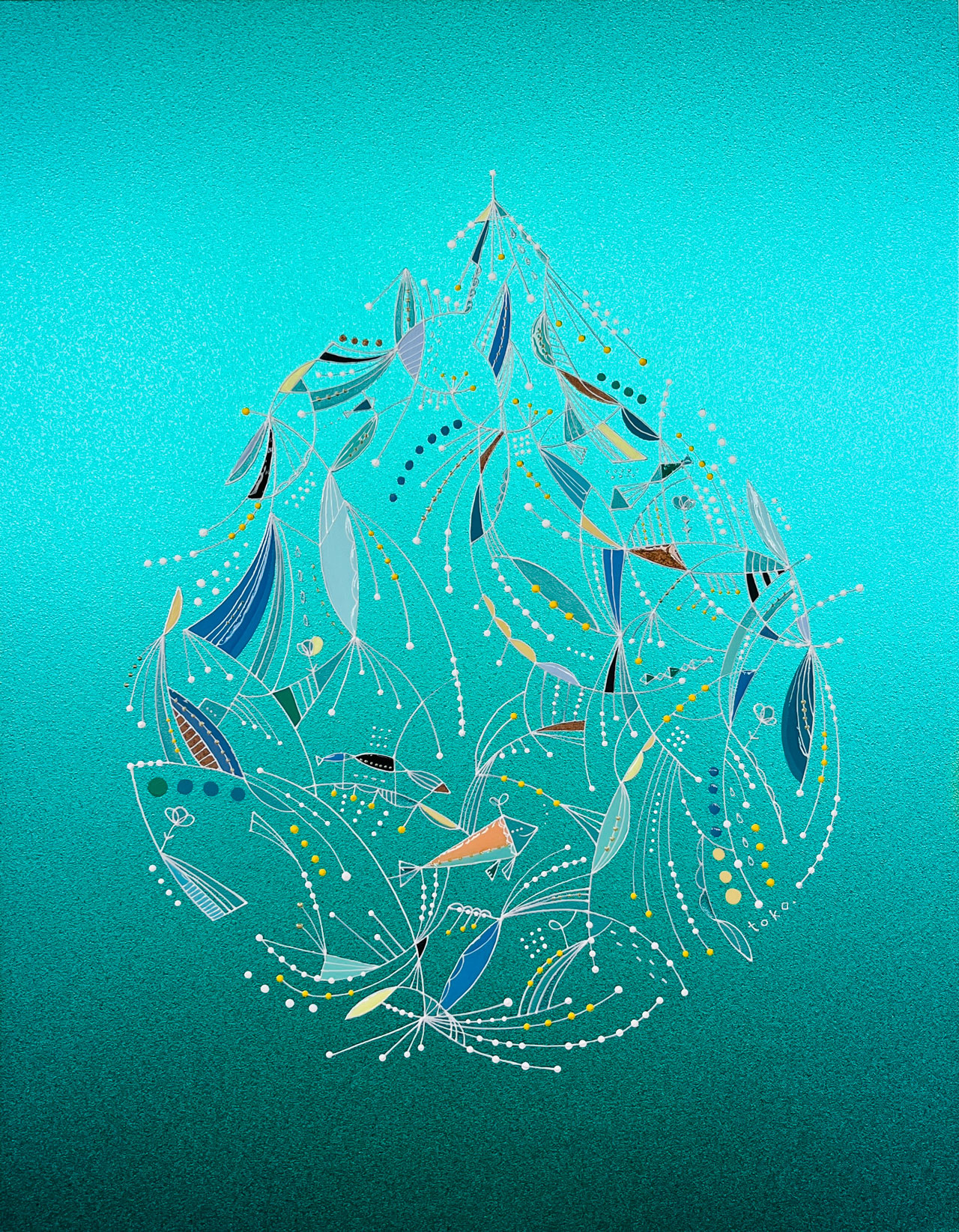 涙の行方 – sakana – - チタン、木製パネル・アクリル絵具、顔料、樹脂 by あおきさとこ | aL【アエル】