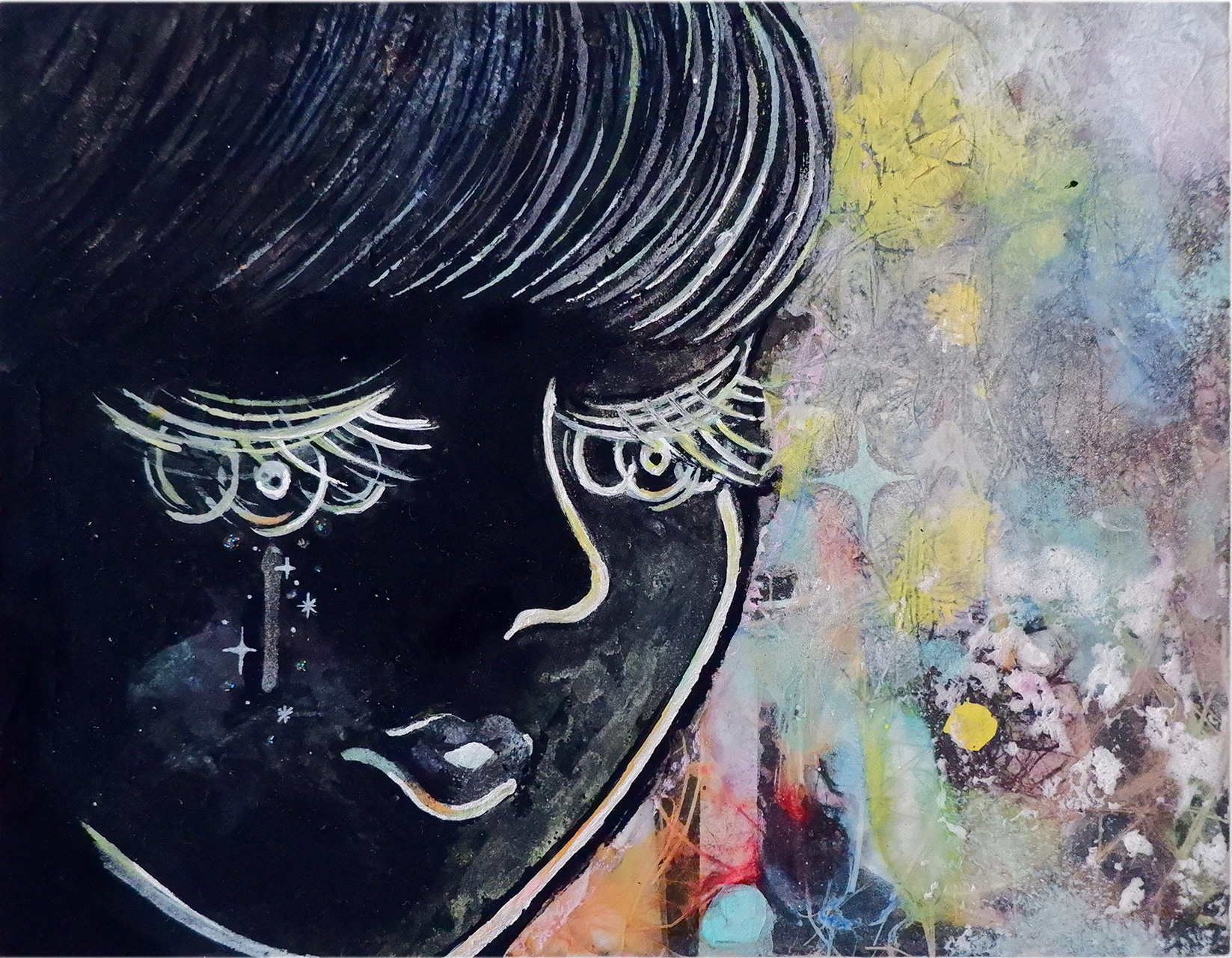 涙がでそう - 木製パネル、和紙、岩絵具、アクリル絵具 by ◯hiromi | aL【アエル】