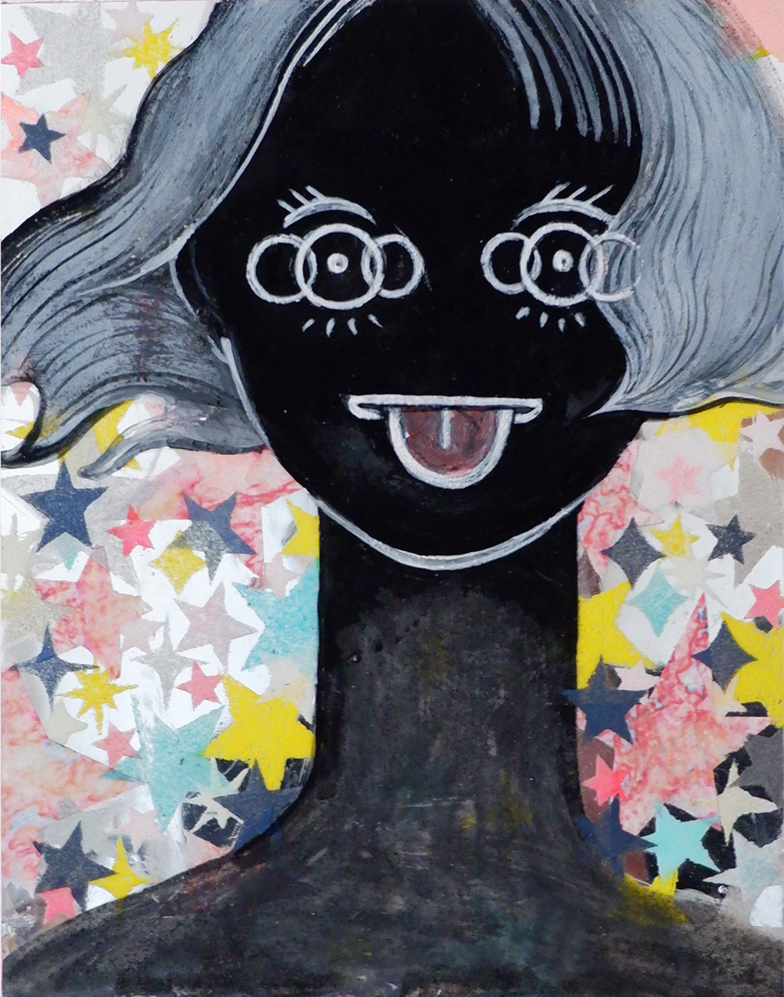 あっかんべー - 木製パネル、和紙、岩絵具、アクリル絵具 by ◯hiromi | aL【アエル】