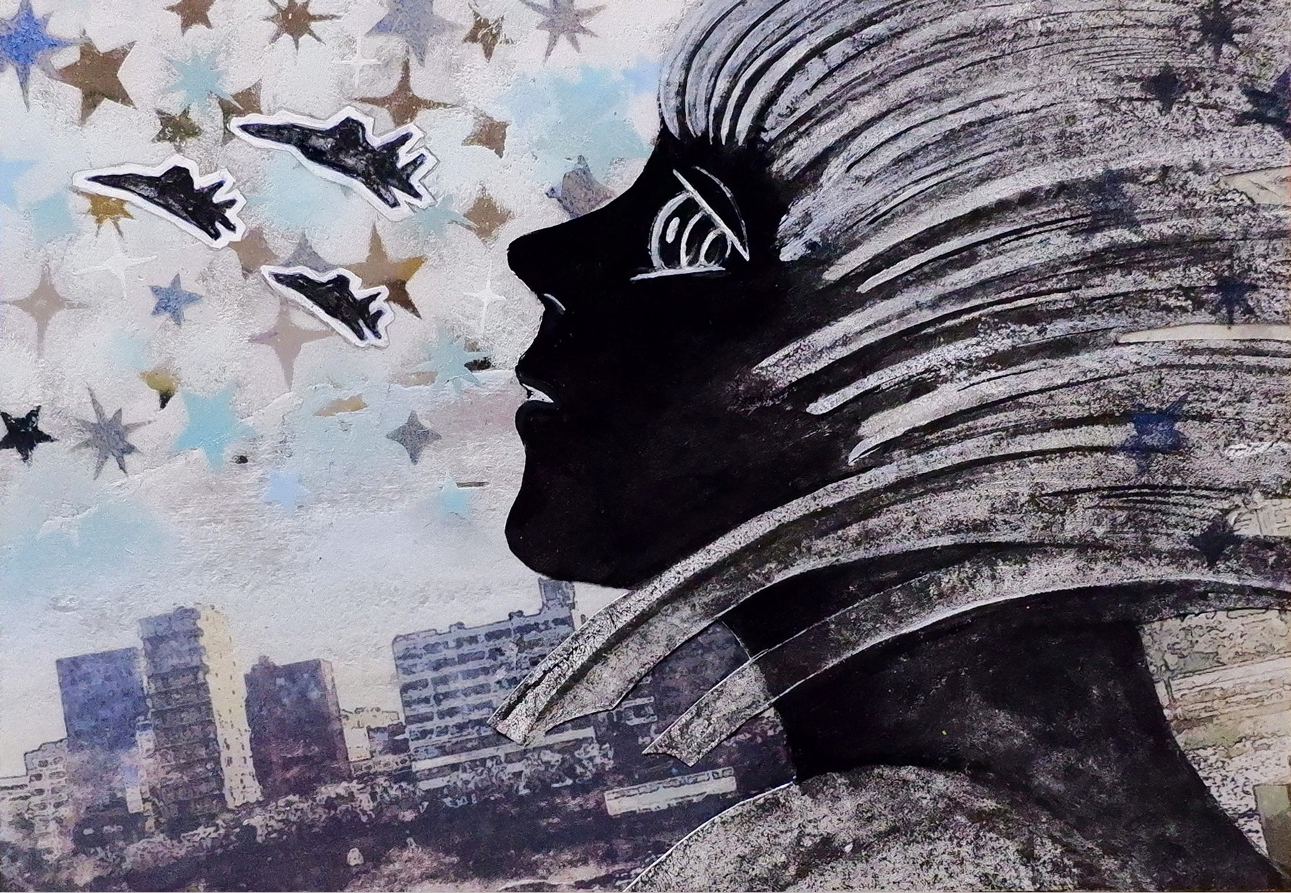 遠くの戦 - 木製パネル、和紙、岩絵具、アクリル絵具 by ◯hiromi | aL【アエル】