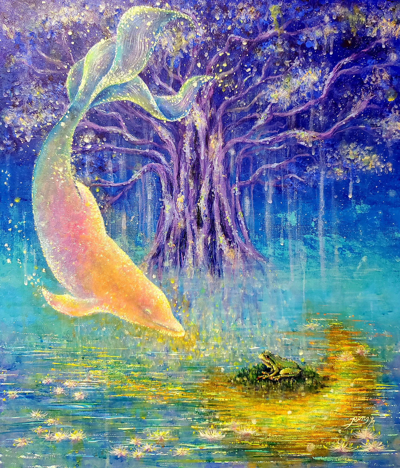 月舟一夜 - キャンバスにアクリル絵の具 by Rin | aL【アエル】