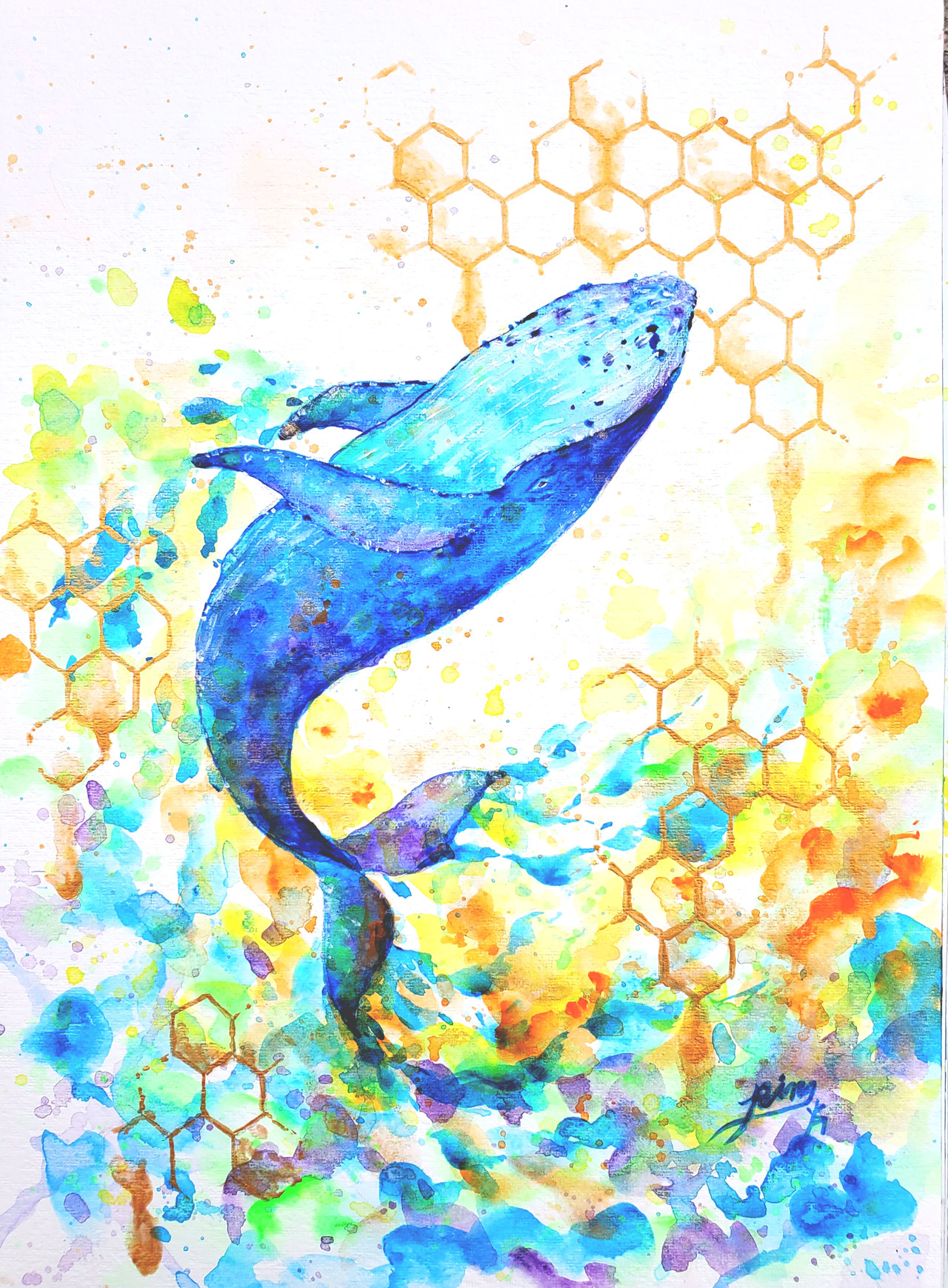 Catch The Wave - キャンバスペーパーにアクリル絵の具 by Rin | aL【アエル】