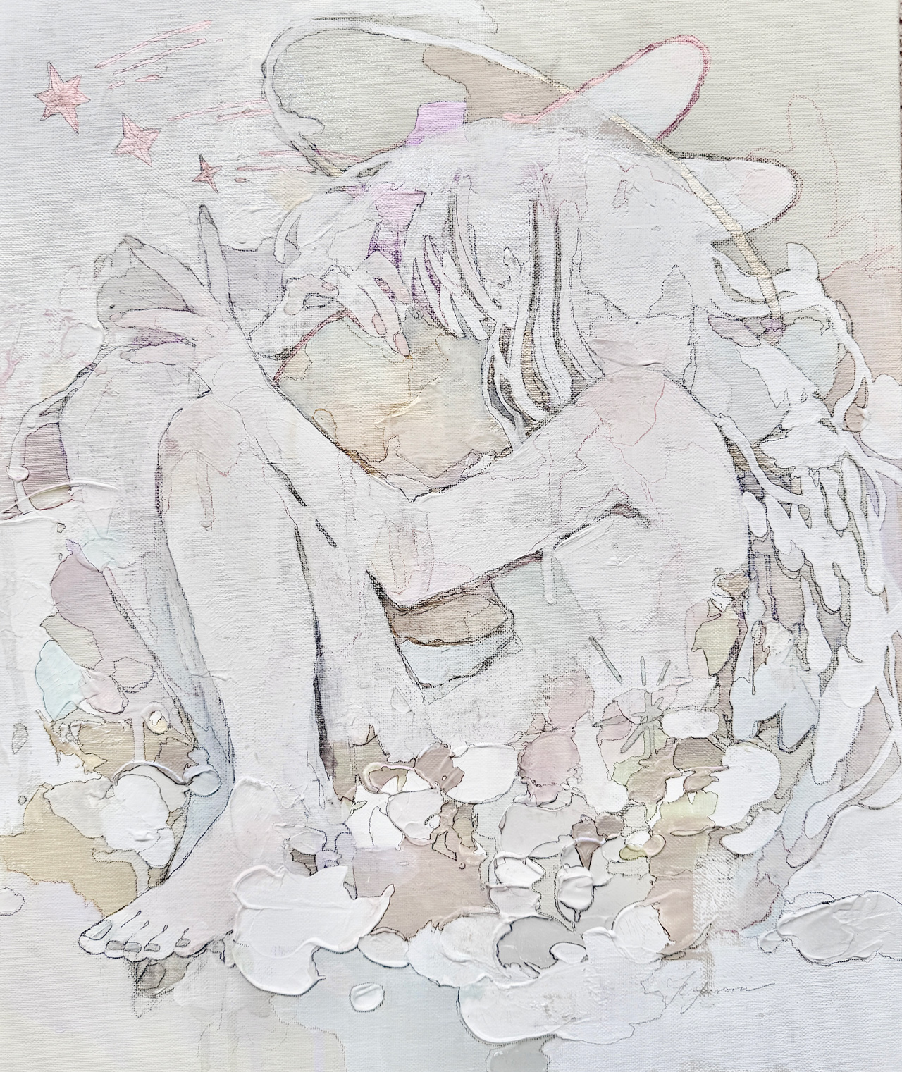 月の裏側、僕の内側 - キャンバスにアクリル絵の具、鉛筆 by 福岡 ゆらり | aL【アエル】