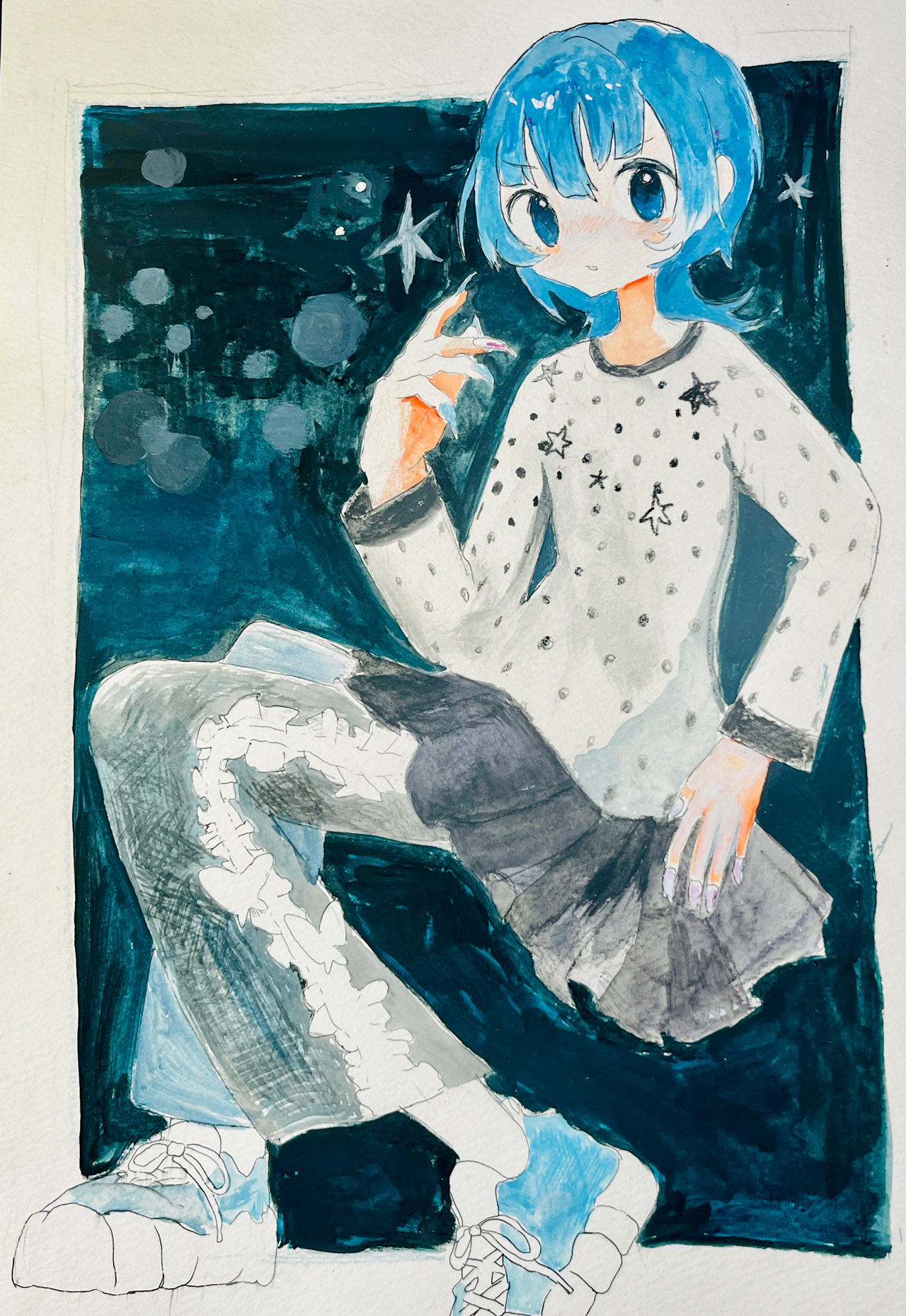 ブルーモンスター - 紙に水彩 by Otada | aL【アエル】