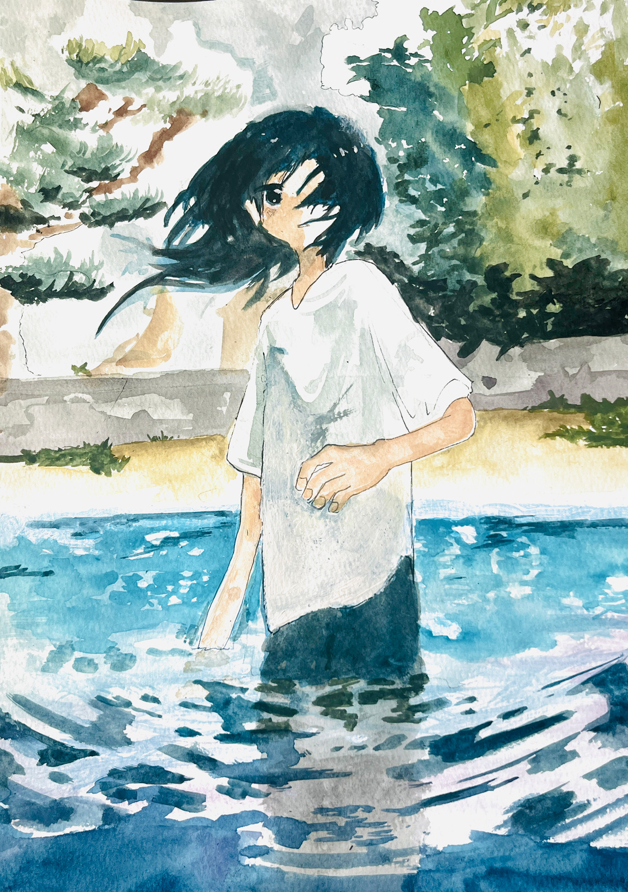 私はここにいる - 紙に水彩 by Otada | aL【アエル】