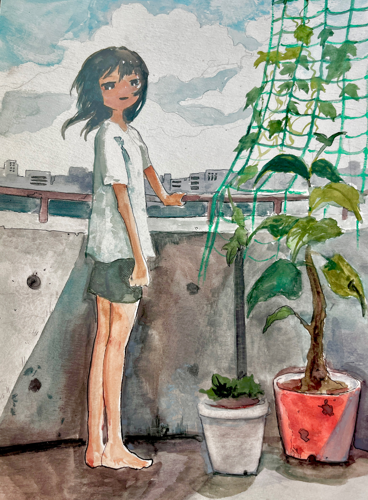 家からの景色 - 紙に水彩 by Otada | aL【アエル】