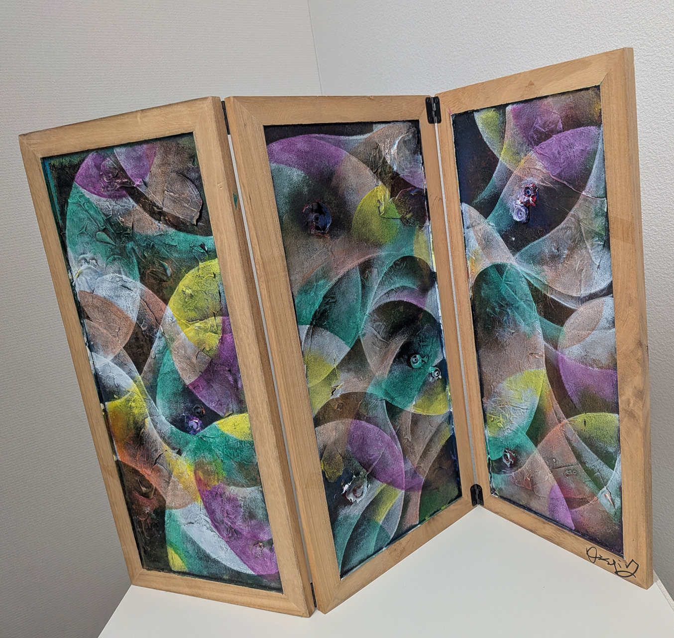 柄屏風 - コルクにアクリル絵の具 by k:soul:y a.k.a YAN | aL【アエル】