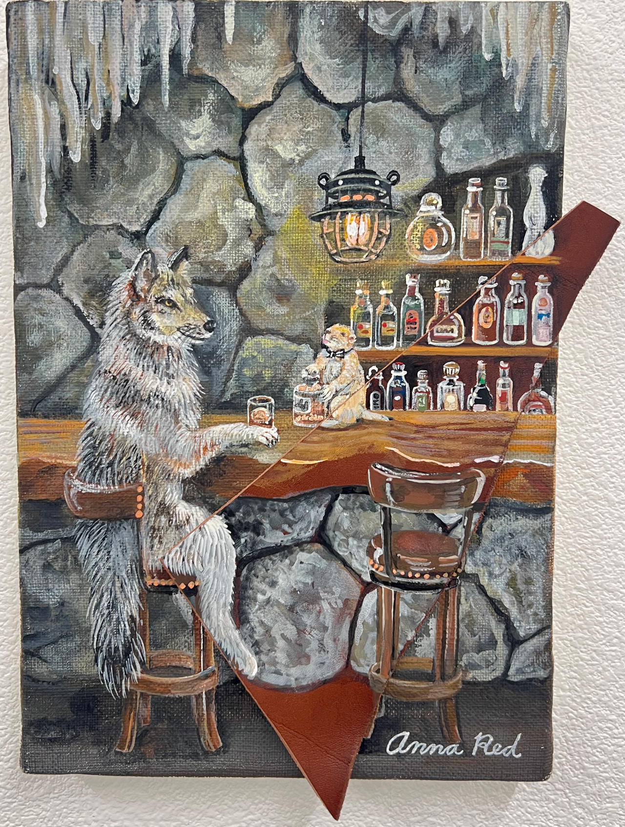 Shared Night - キャンバス、本革廃材、アクリル絵具  by ANNA RED | aL【アエル】